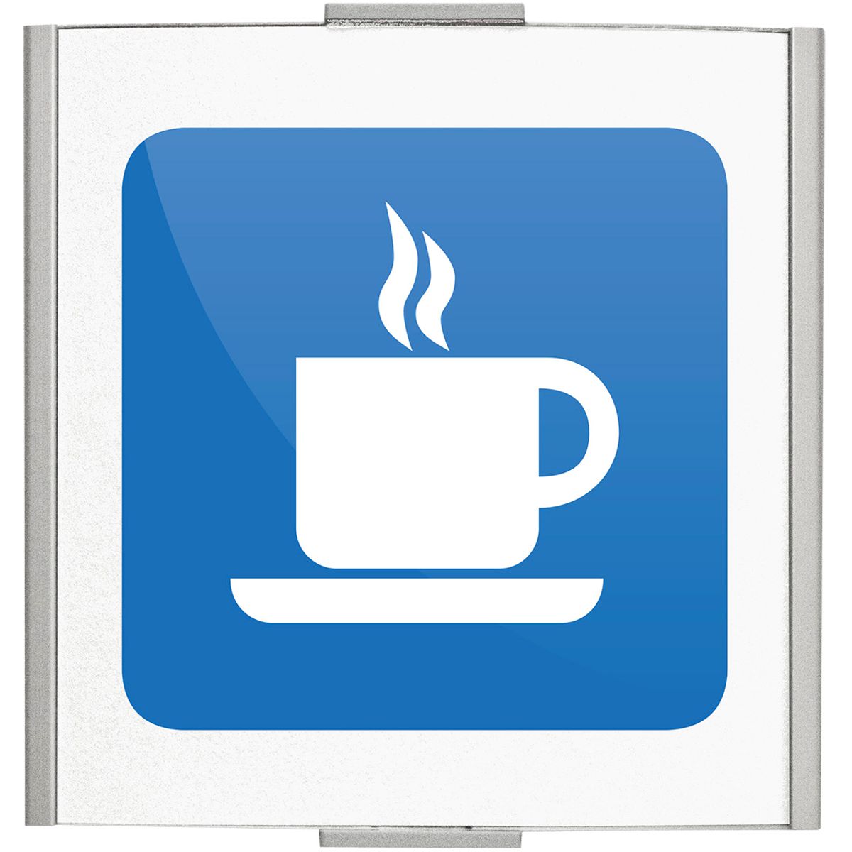 Piktogramm Kaffee, Modell Frankfurt, 120 x 120 mm, Silber, Schraubmontage