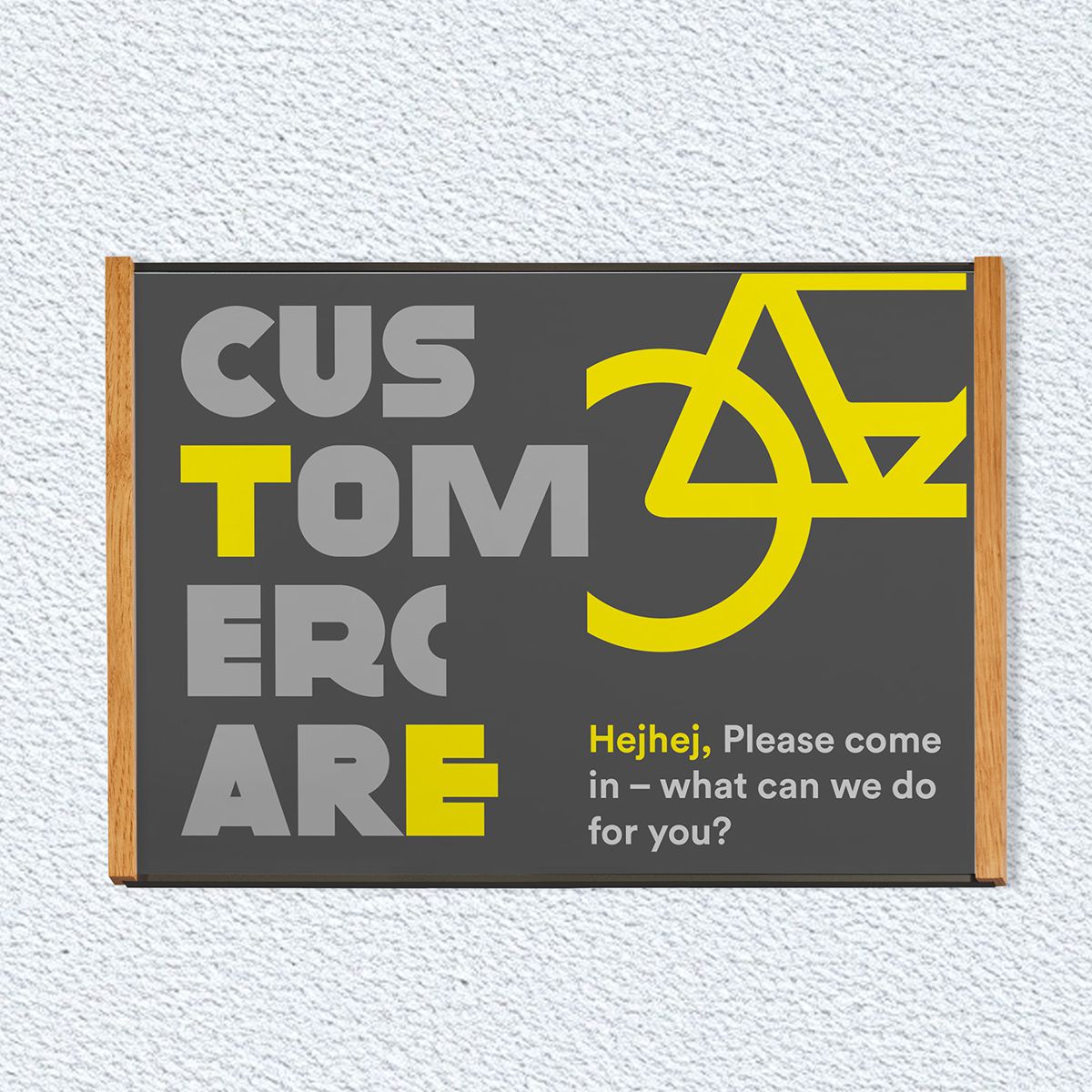 Wandschild, Modell LMH, ~ DIN A4, Querformat, Holzrahmen Eiche kombiniert mit schwarzem Aluminium