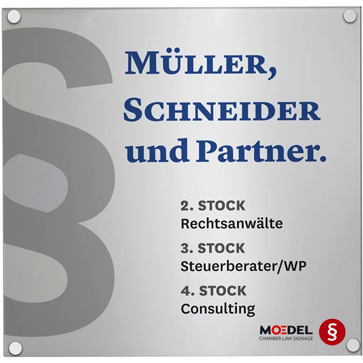Kanzleischild aus Glas (ESG), 600 x 600 mm, Beschriftung direkt auf den Artikel Kanzleischild aus Glas (ESG), 600 x 600 mm, Beschriftung direkt auf den Artikel