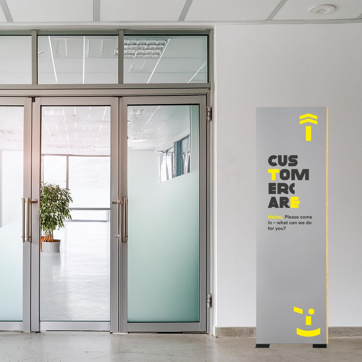 Innenaufsteller (Infostele), Modell LMH, 2.000 x 600 mm (H x B), Silber, Ahorn