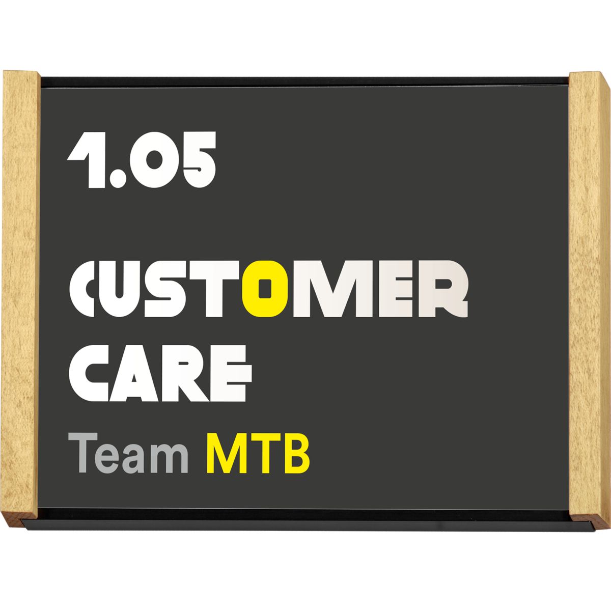 Türschild, Modell LMH, ~DIN A6, Querformat, Rahmen aus Aluminium (Schwarz) und Holz (Ahorn)