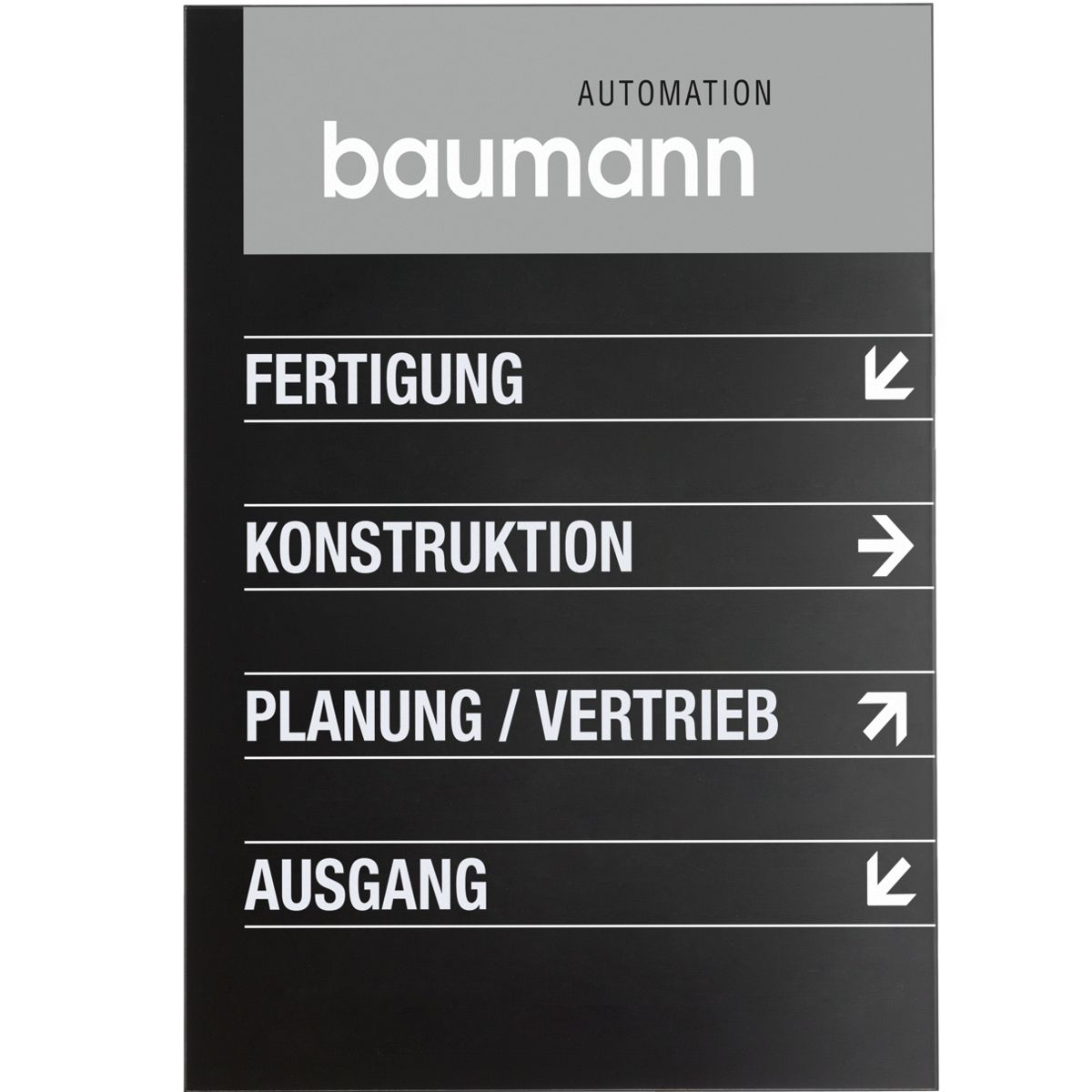 Wandschild, Modell Madrid, 850 x 650 mm, Hochformat oder Querformat, Schwarz, Beschriftung direkt auf den Artikel