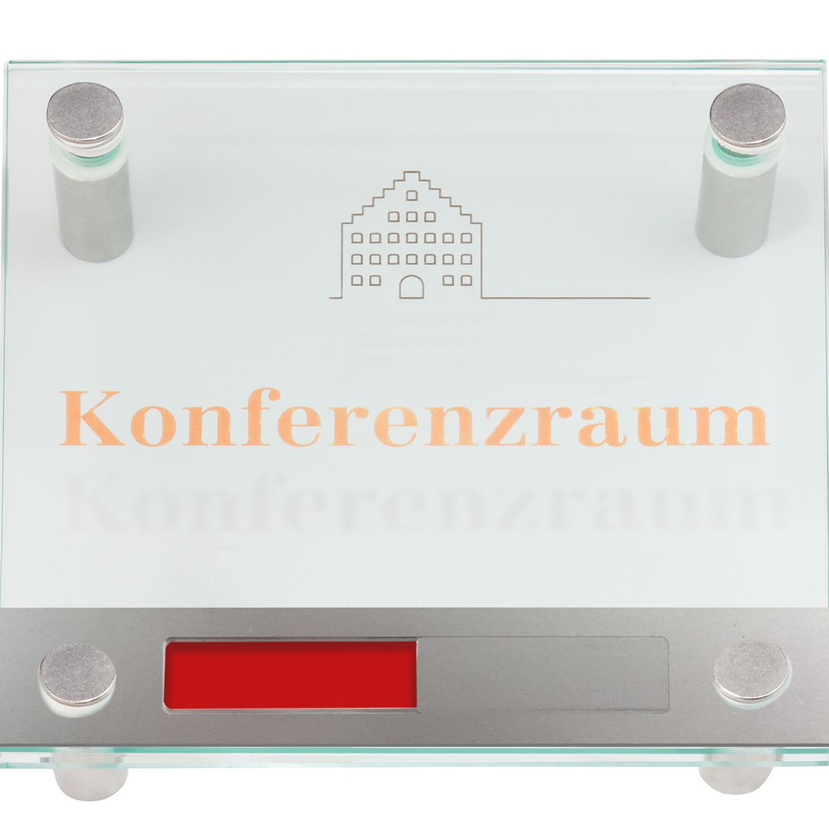 Türschild, Modell Galerie, ESG, 150 x 150 mm, 4 Abstandhalter (15 mm Wandabstand, mit Bolzen), inkl. Frei Besetzt Anzeige Türschild, Modell Galerie, ESG, 150 x 150 mm, 4 Abstandhalter (15 mm Wandabstand, mit Bolzen), inkl. Frei Besetzt Anzeige
