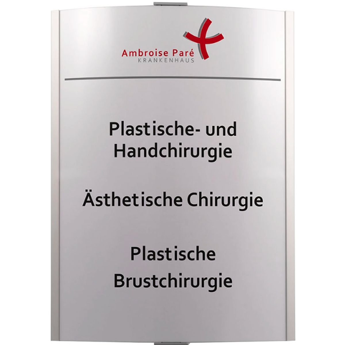 Wandschild, Modell Frankfurt, ~DIN A2 Hochformat, Silber