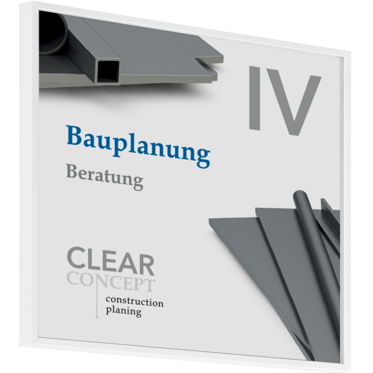 Türschild, Modell Madrid, 150 x 150 mm, Weiß, Klebemontage