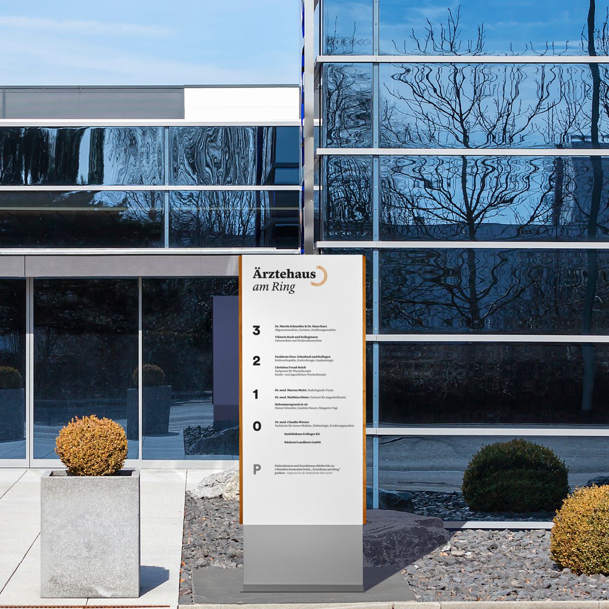 Außenaufsteller, Modell LMH, 1.500 x 625 x 80 mm (H x B x T), Silber, Eiche, inkl. Flanschplatten