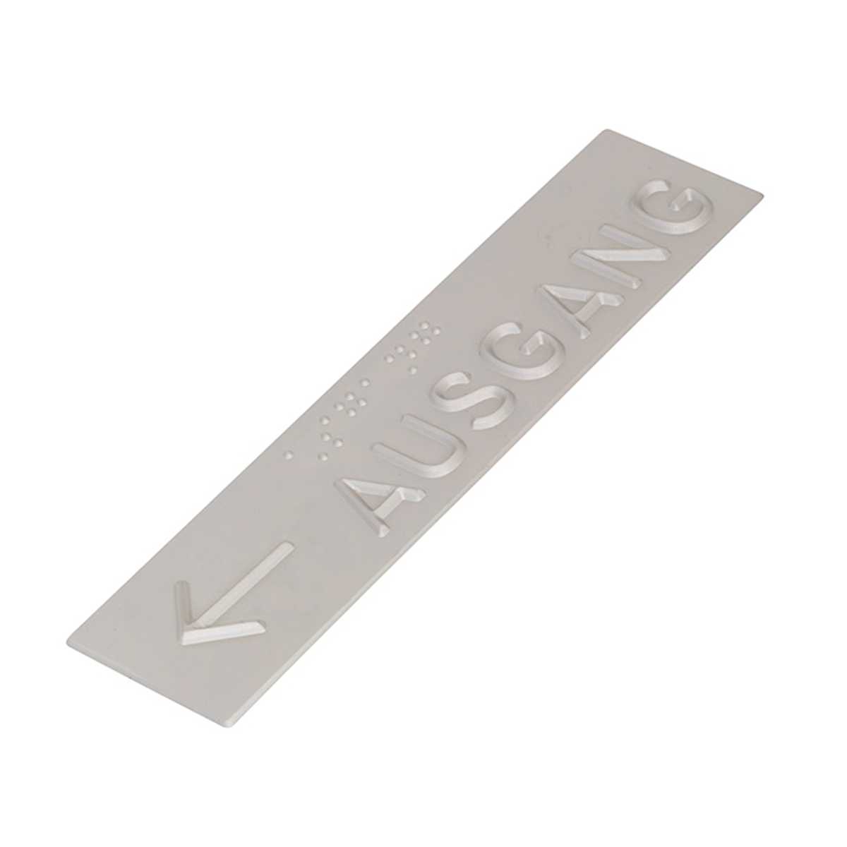 Handlaufschild aus Aluminium, ← AUSGANG, Handlauf flach