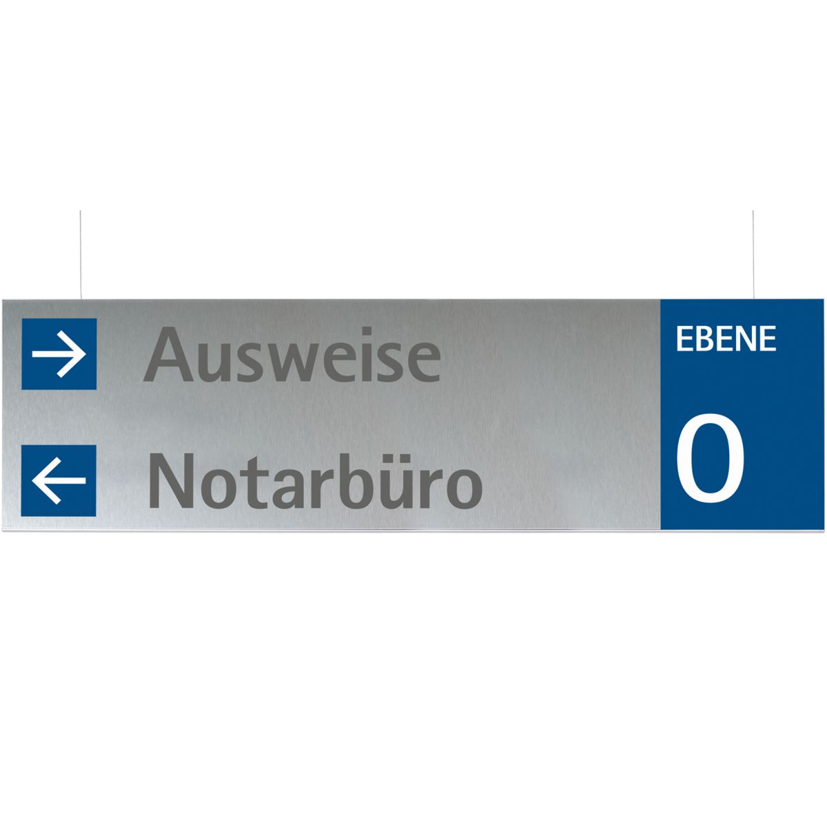 Deckenhänger (Hängeschild), Modell Rio, 250 x 1.250 mm (H x B), Beschriftung direkt