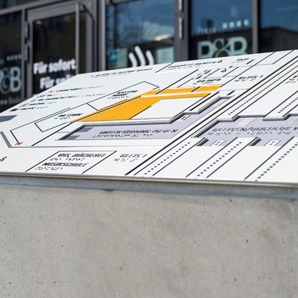 Moedel Amberg Referenz Buchloe Bahnhof taktiler Lageplan