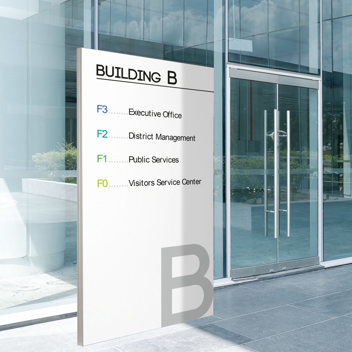 Außenaufsteller, Modell Madrid, 2.000 x 1.000 x 80 mm (H x B x T), Hochformat, Silber, zum Einbetonieren