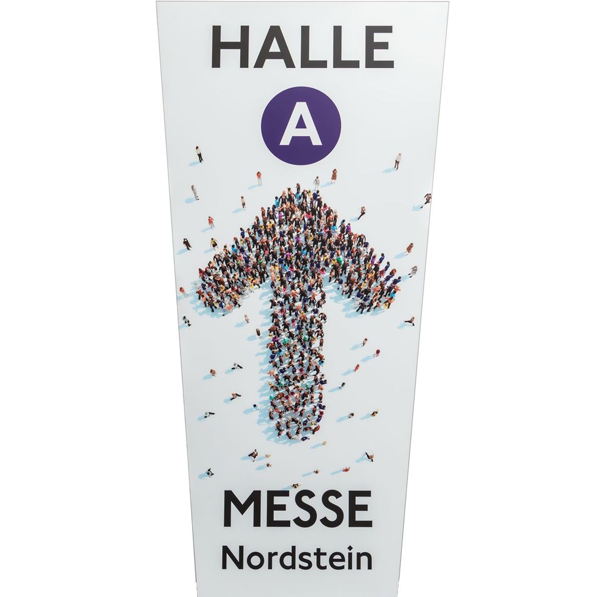 Außenaufsteller, Modell Madrid Trapez, 3.000 x 1.500 x 80 mm (H x B x T), Hochformat, Silber, zum Einbetonieren Außenaufsteller, Modell Madrid Trapez, 3.000 x 1.500 x 80 mm (H x B x T), Hochformat, Silber, zum Einbetonieren