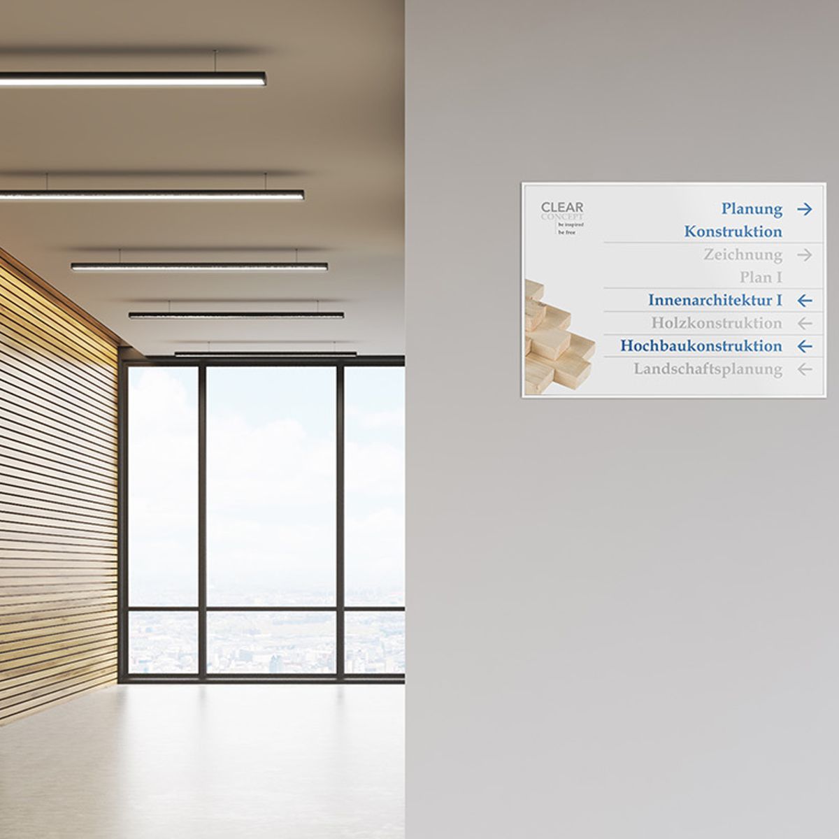 Wandschild, Modell Madrid, ~ DIN A4, Querformat, Weiß, Beschriftung mit Einleger