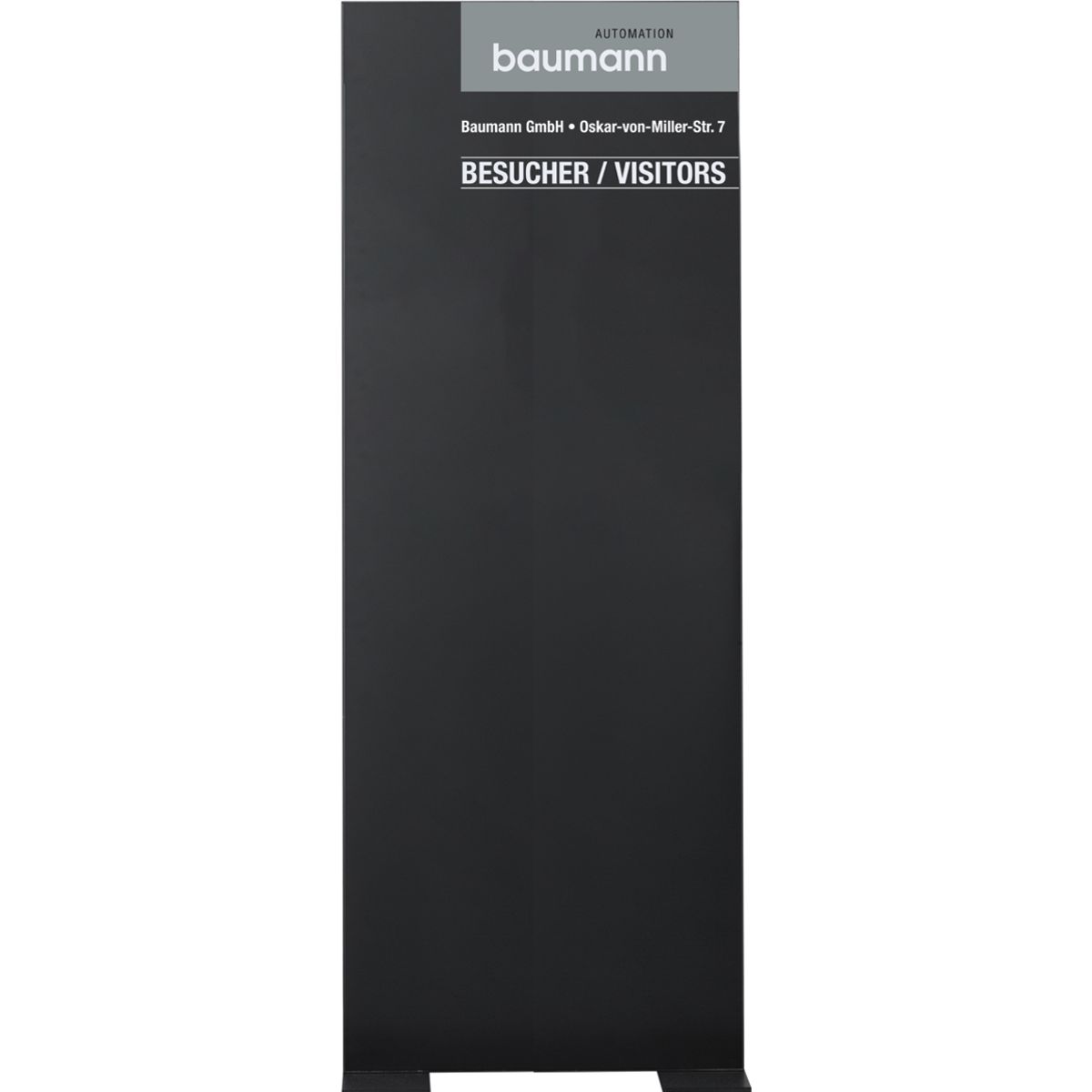 Innenaufsteller (Infostele), Modell Madrid, 2.000 x 730 mm (H x B), Schwarz