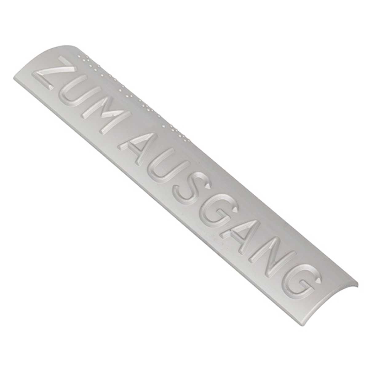 Handlaufschild aus Aluminium, ZUM AUSGANG, Handlauf rund