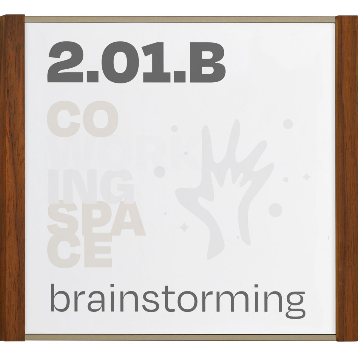Türschild, Modell LMH, 150 x 160 mm (H x B), Rahmen aus Aluminium (Bronze) und Holz (Nussbaum), Muster