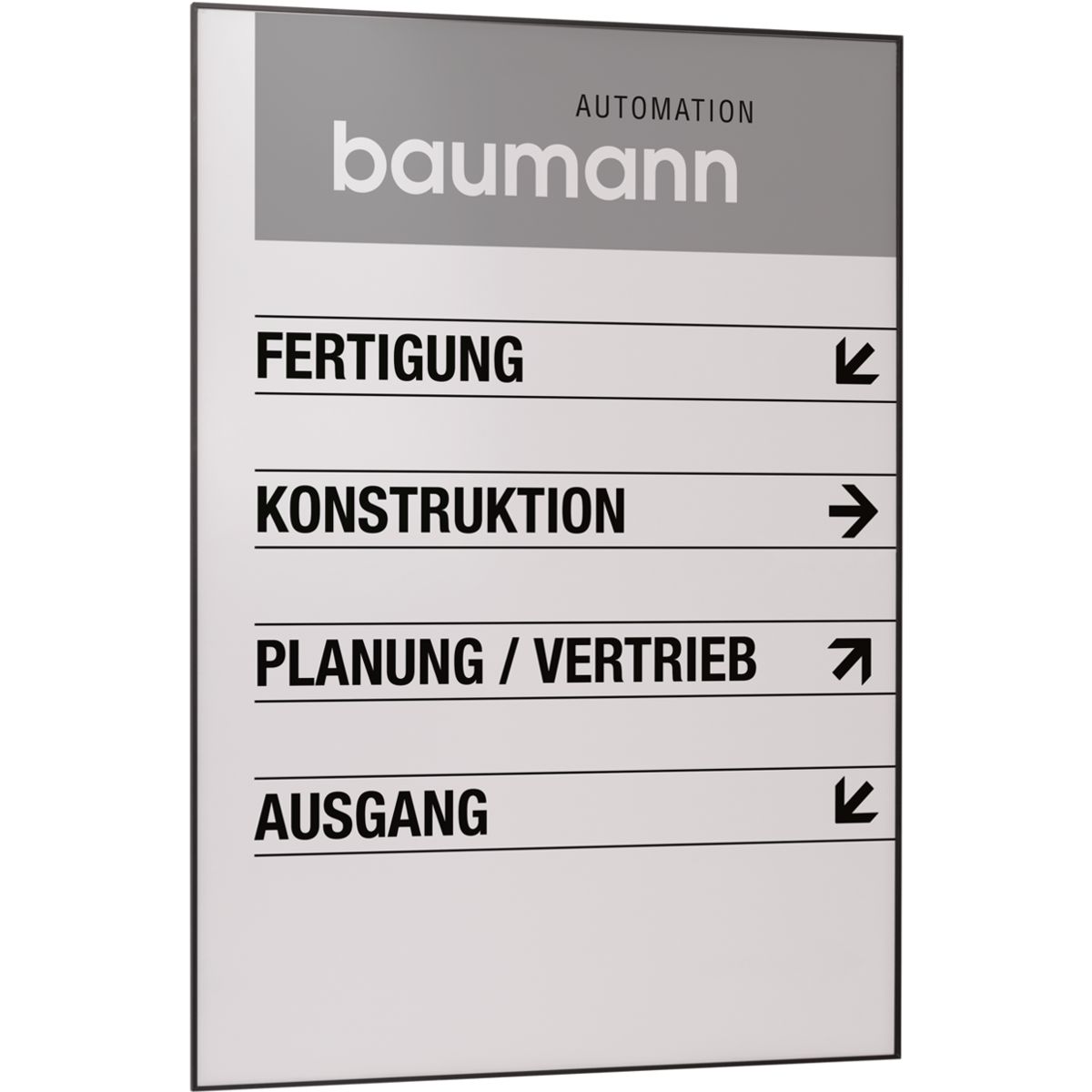 Wandschild, Modell Madrid, ~ DIN A2, Hochformat, Schwarz, Beschriftung mit Einleger