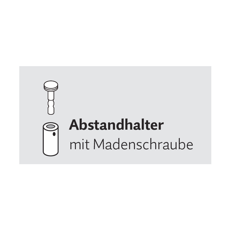 Türschild, Modell Galerie, ESG, 200 x 200 mm, 4 Abstandhalter (25 mm Wandabstand, gesichert mittels Madenschraube)