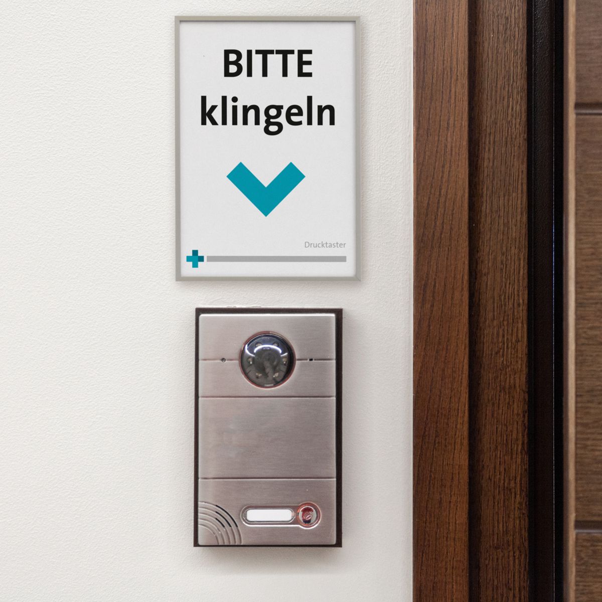 Türschild, Modell Madrid, ~ DIN A6, Silber, Hochformat, Klebemontage