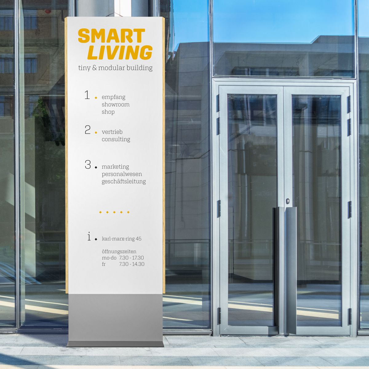 Außenaufsteller, Modell LMH, 2.500 x 730 x 80 mm (H x B x T), Silber, Ahorn, inkl. Flanschplatten