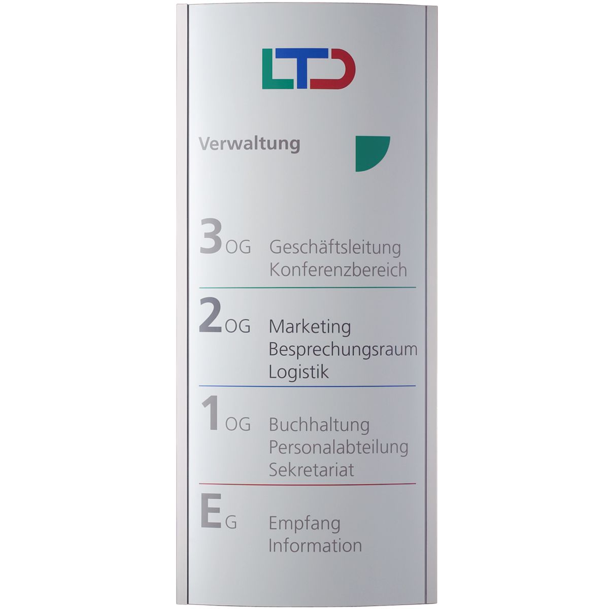 Wandschild, Modell Orlando, 1.000 x 440 mm (H x B), Hochformat