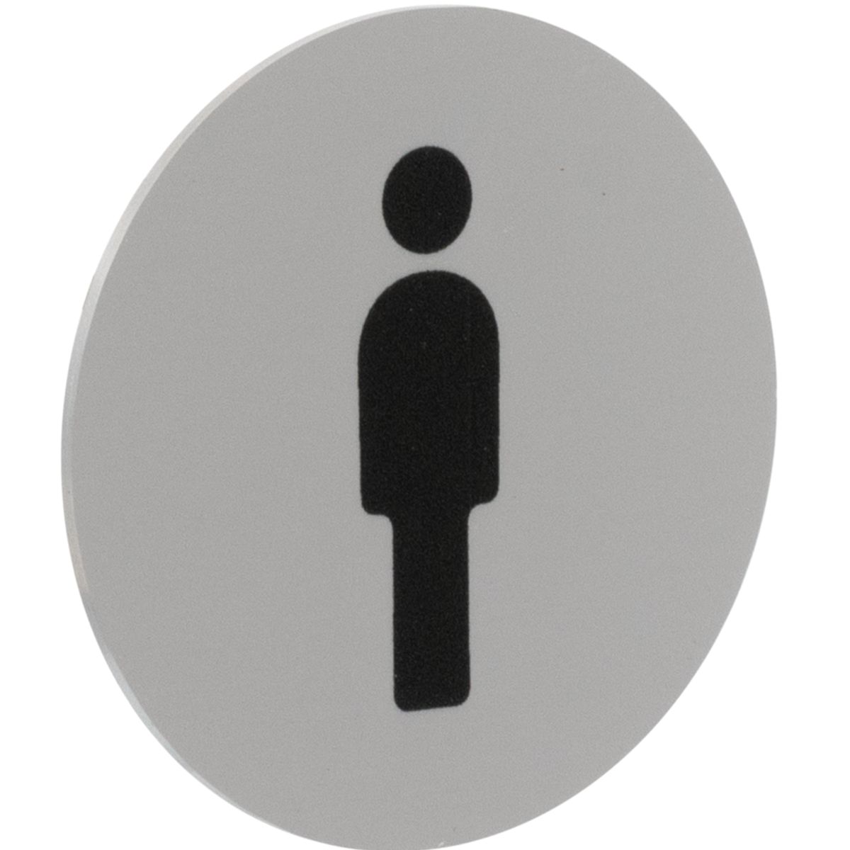 WC Schild Herren aus Aluminium, Silber, 60 mm Durchmesser, Klebemontage