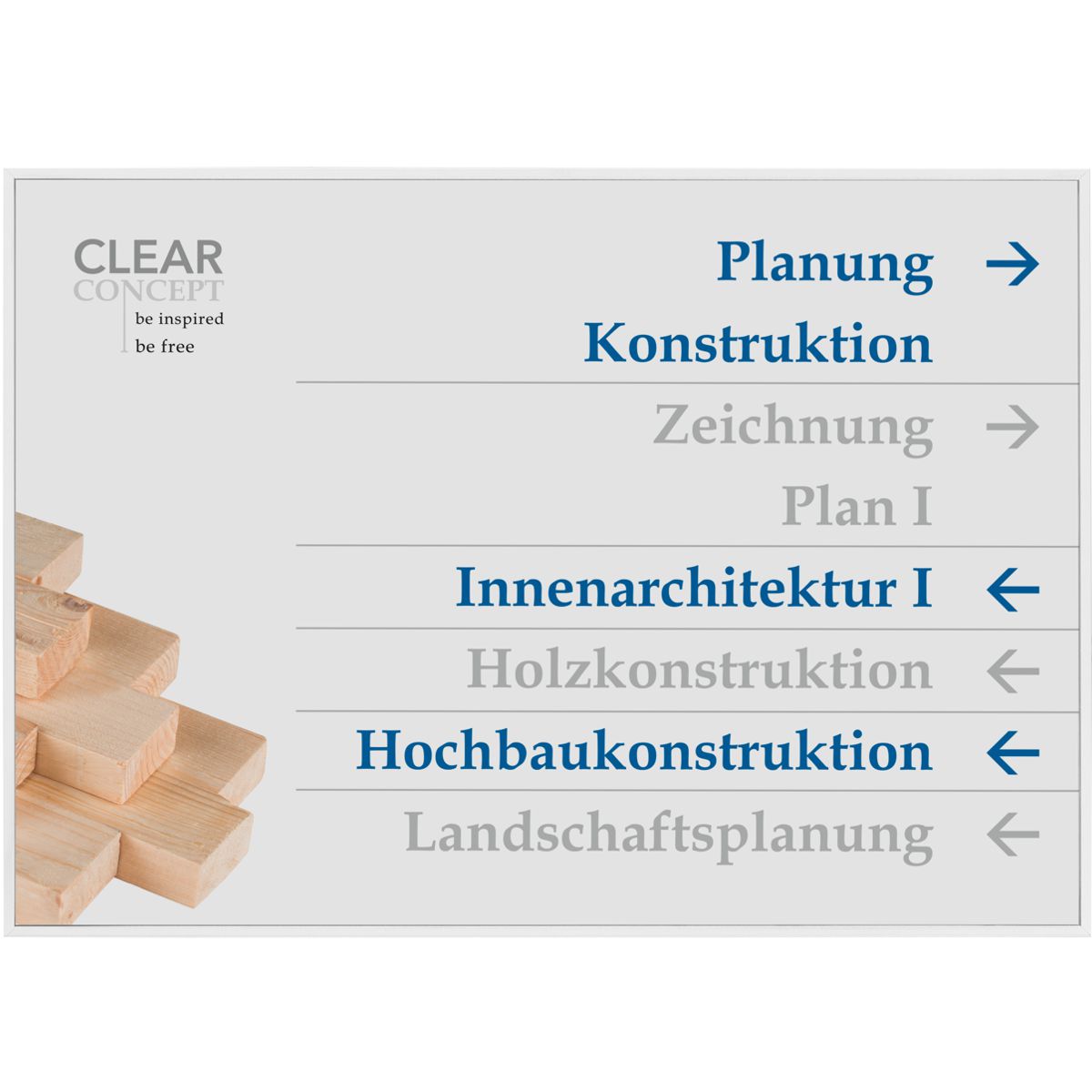 Wandschild, Modell Madrid, ~ DIN A4, Querformat, Weiß, Beschriftung mit Einleger
