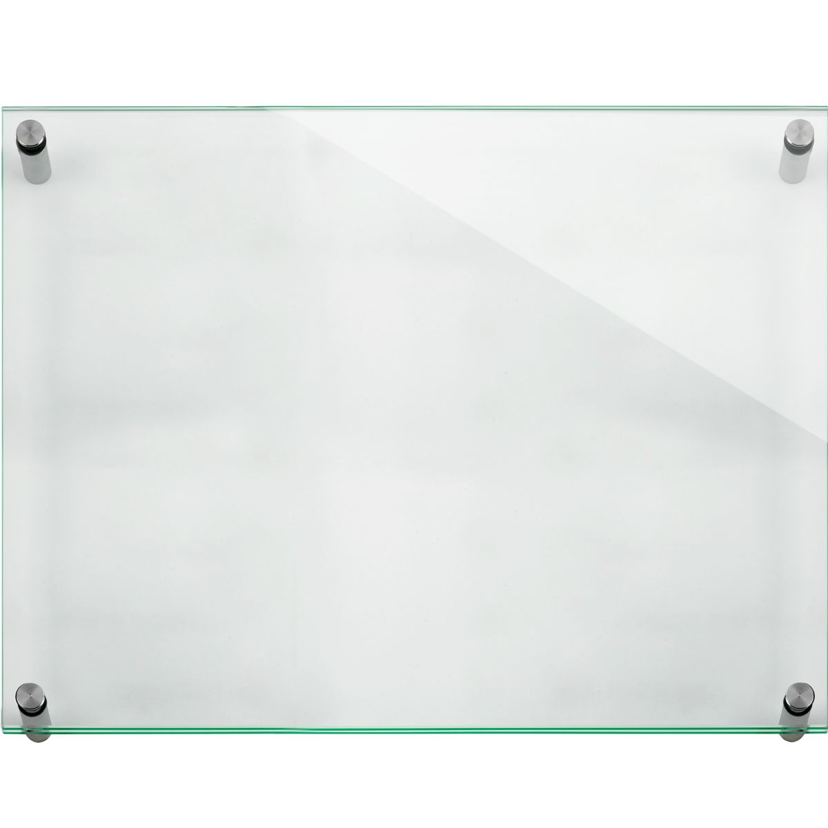 Wandschild, Modell Galerie, 2 Scheiben ESG, DIN A3 (297 x 420 mm), 4 Abstandhalter (25 mm Wandabstand, mit Bolzen)