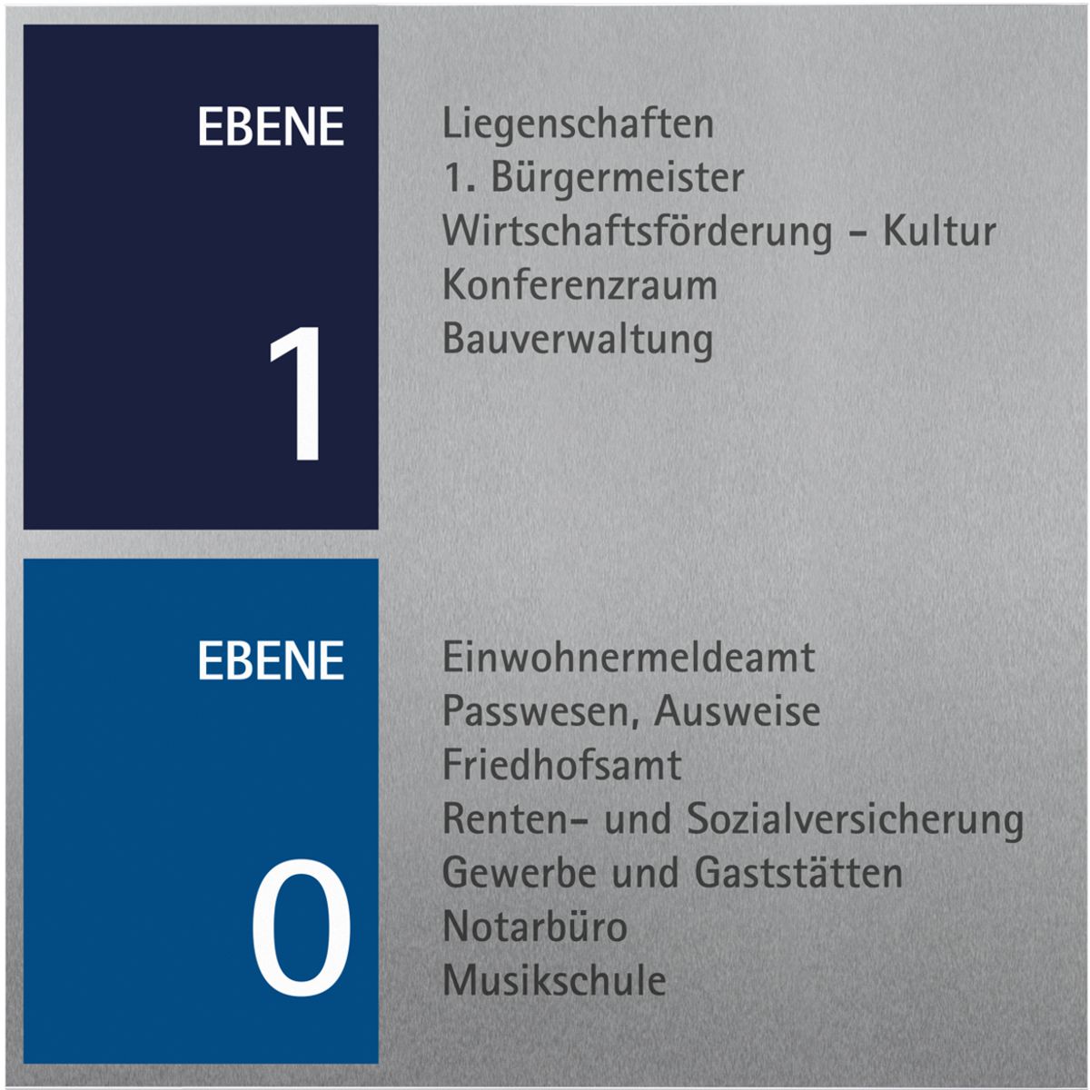 Wandschild, Modell Rio, 850 x 850 x 16 mm (H x B x T), Beschriftung direkt