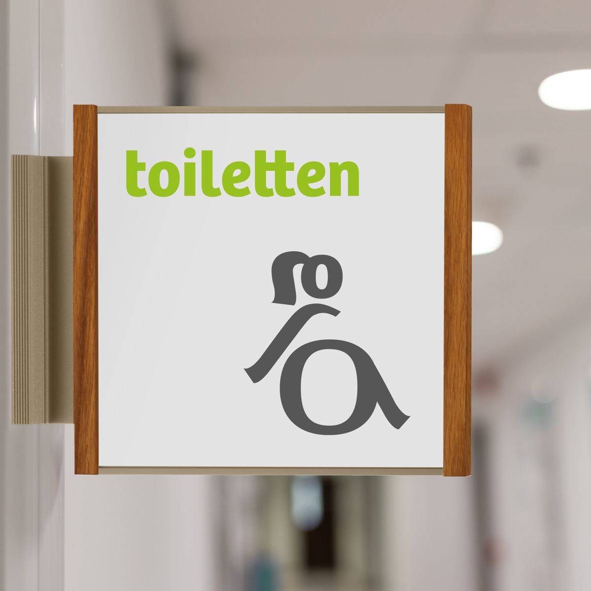 Fahnenschild (Nasenschild), Modell LMH, 150 x 159 mm (H x B), Bronze mit Eiche, Beschriftung mit Einleger