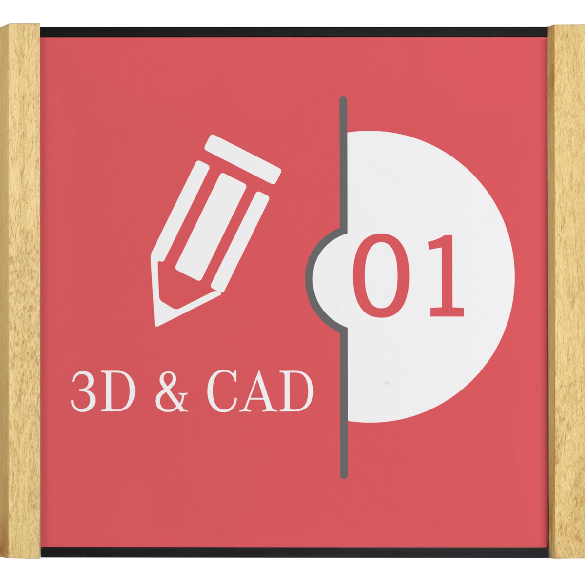Türschild, Modell LMH, 150 x 160 mm (H x B), Rahmen aus Aluminium (Schwarz) und Holz (Ahorn)
