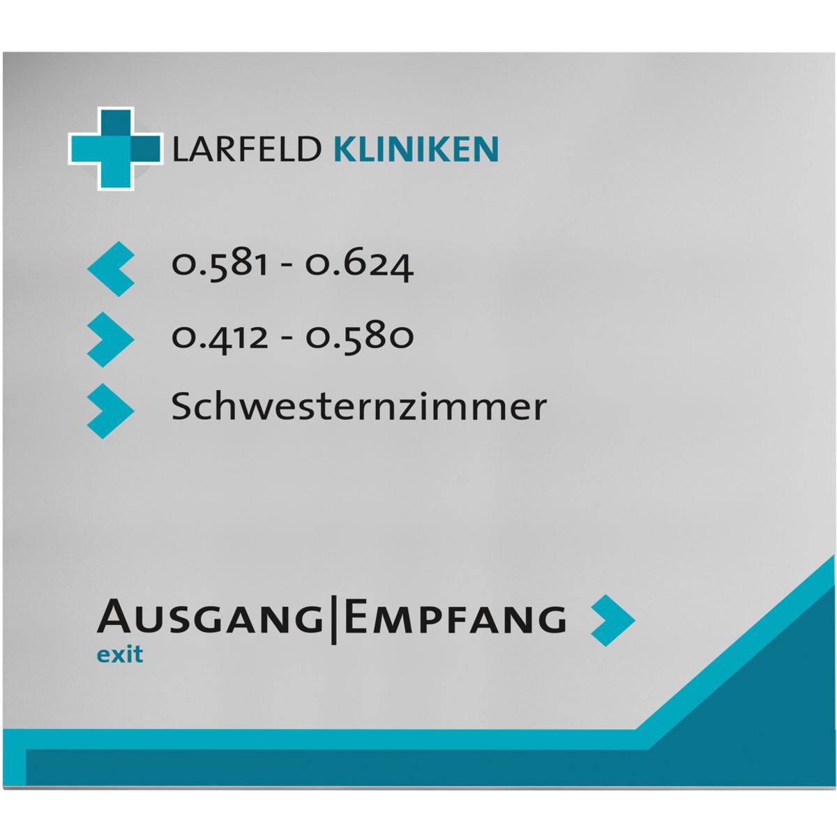 Wandschild, Modell Madrid, 1.250 x 1.250 mm, Silber, Beschriftung direkt auf den Artikel
