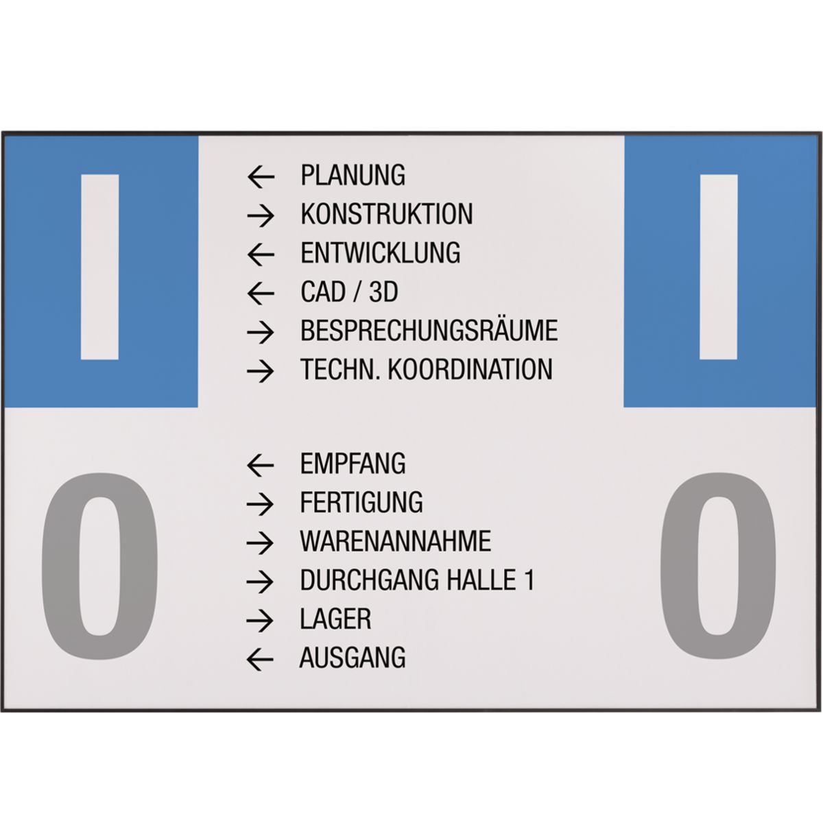 Wandschild, Modell Madrid, ~ DIN A2, Querformat, Schwarz, Beschriftung mit Einleger