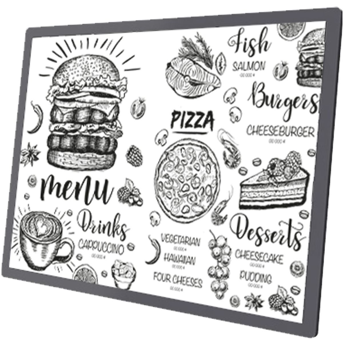Digitales Wandschild, Modell Go2, 705 x 919 mm, Hochformat oder Querformat, Schwarz Digitales Wandschild, Modell Go2, 705 x 919 mm, Hochformat oder Querformat, Schwarz