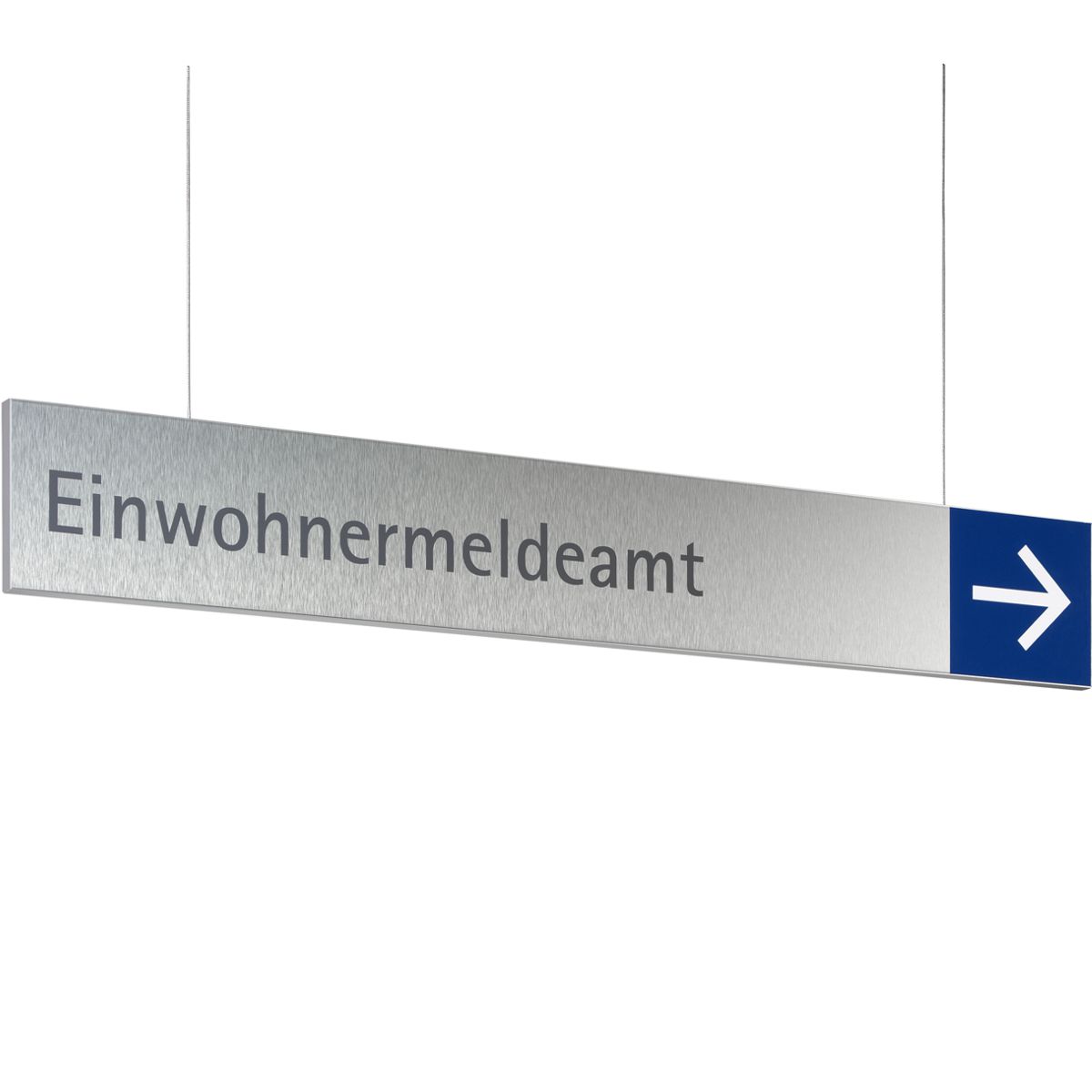 Deckenhänger (Hängeschild), Modell Rio, 150 x 1.250 mm (H x B), Beschriftung direkt