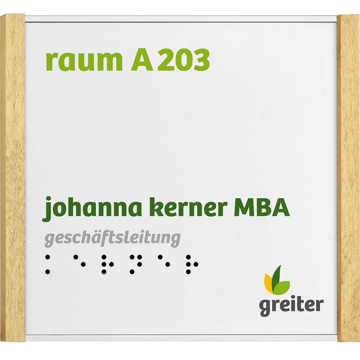 Taktiles Türschild, Modell LMH in Silber, 150 x 160 mm (H x B), drei Holzrahmen möglich, Klebemontage Taktiles Türschild, Modell LMH in Silber, 150 x 160 mm (H x B), drei Holzrahmen möglich, Klebemontage