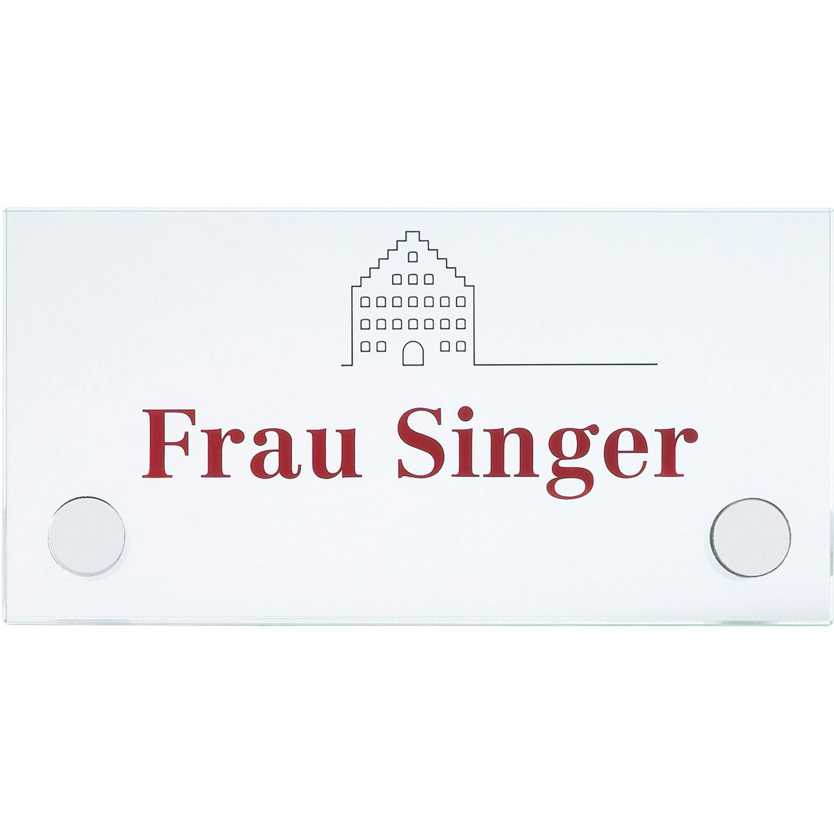 Türschild, Modell Galerie, ESG, 75 x 150 mm (H x B), 2 Abstandhalter (15 mm Wandabstand, mit Schraube)