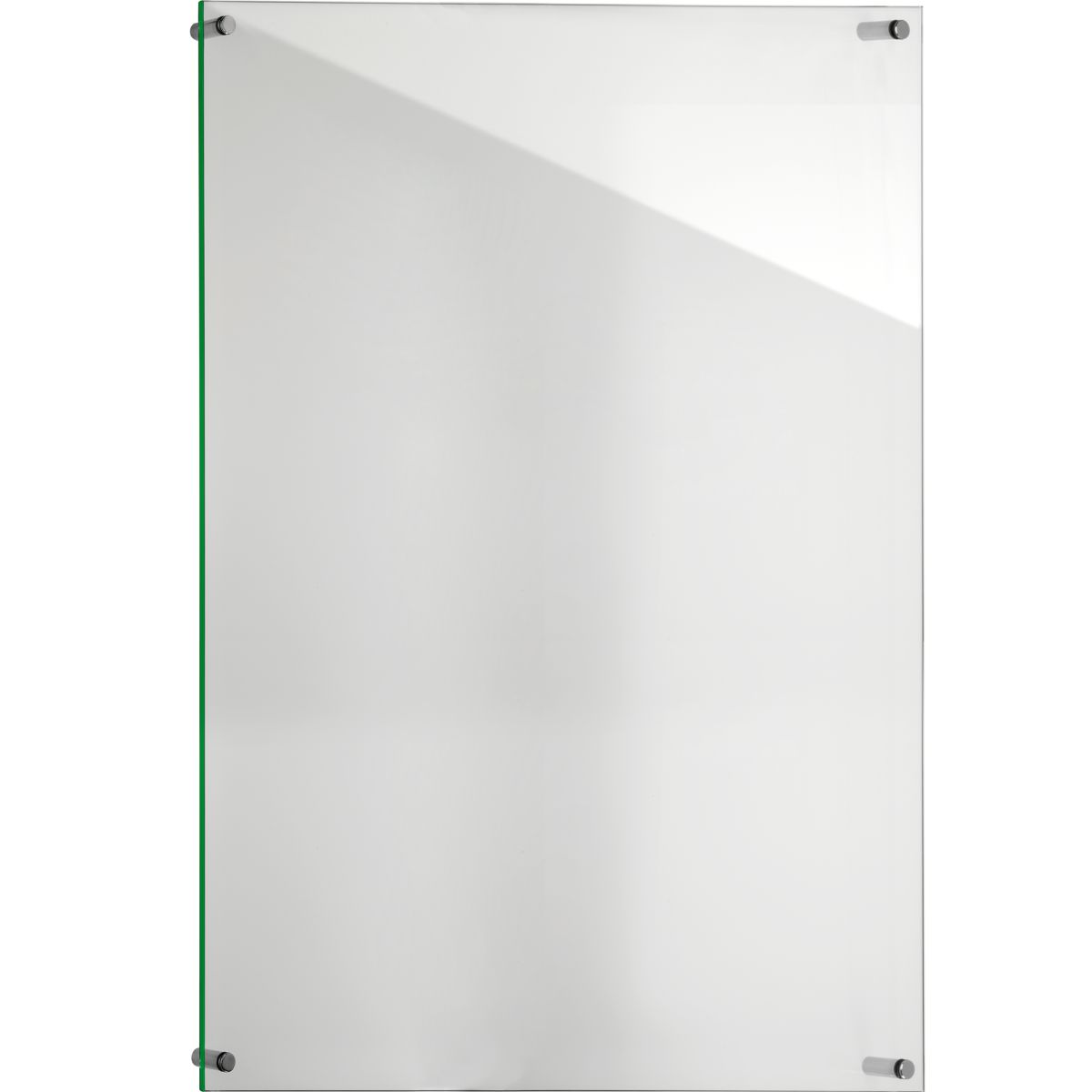 Wandschild, Modell Galerie, 1 Scheibe ESG, 750 x 500 mm, 4 Abstandhalter (25 mm Wandabstand, gesichert mittels Madenschraube)