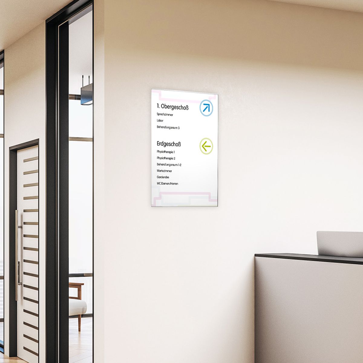 Wandschild, Modell Glasgow, DIN A1, Hochformat