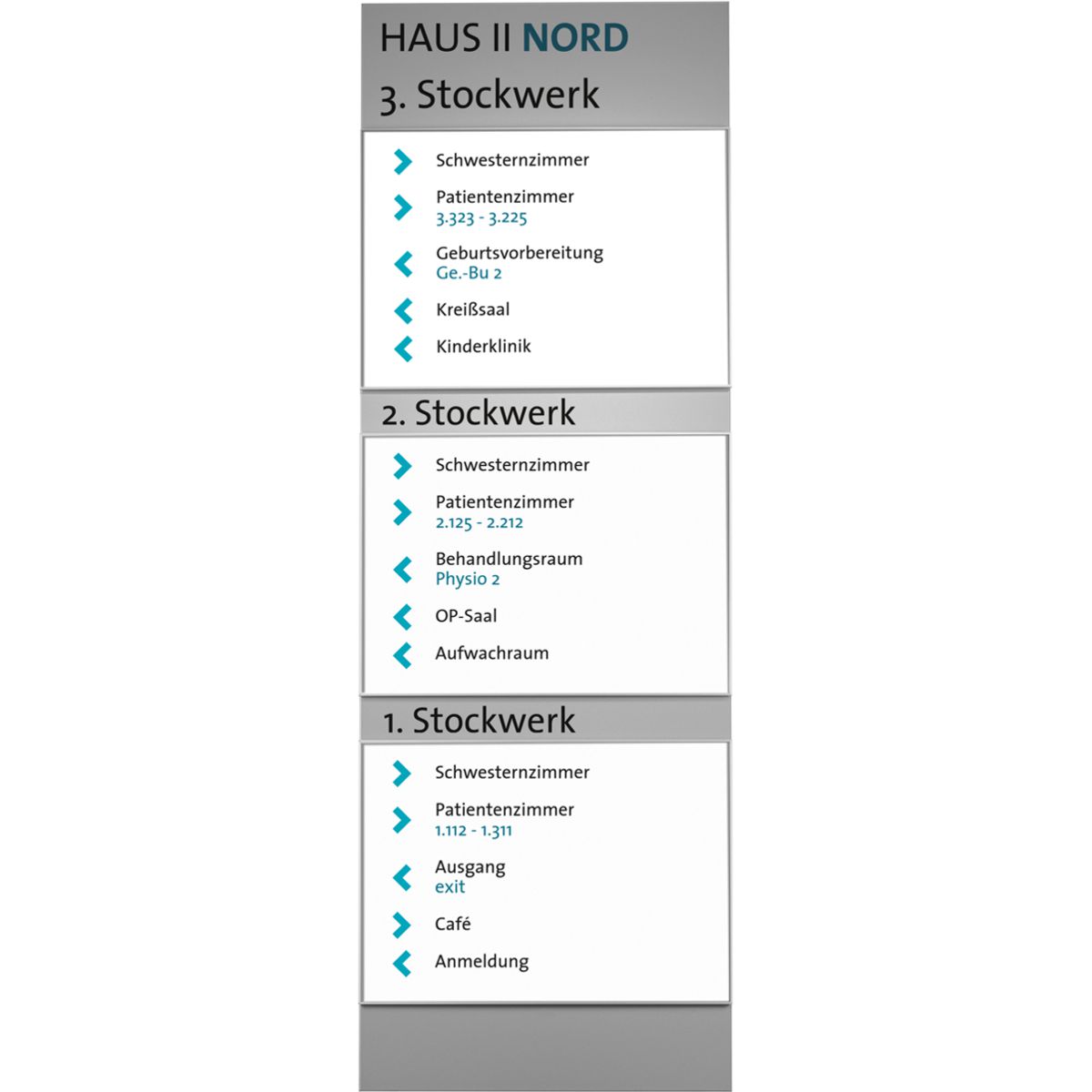 Wandschild, Modell Madrid, Kombination aus direkter Beschriftung und wechselbaren Einlegern, 3 x ~ DIN A3 Wandschild, Modell Madrid, Kombination aus direkter Beschriftung und wechselbaren Einlegern, 3 x ~ DIN A3