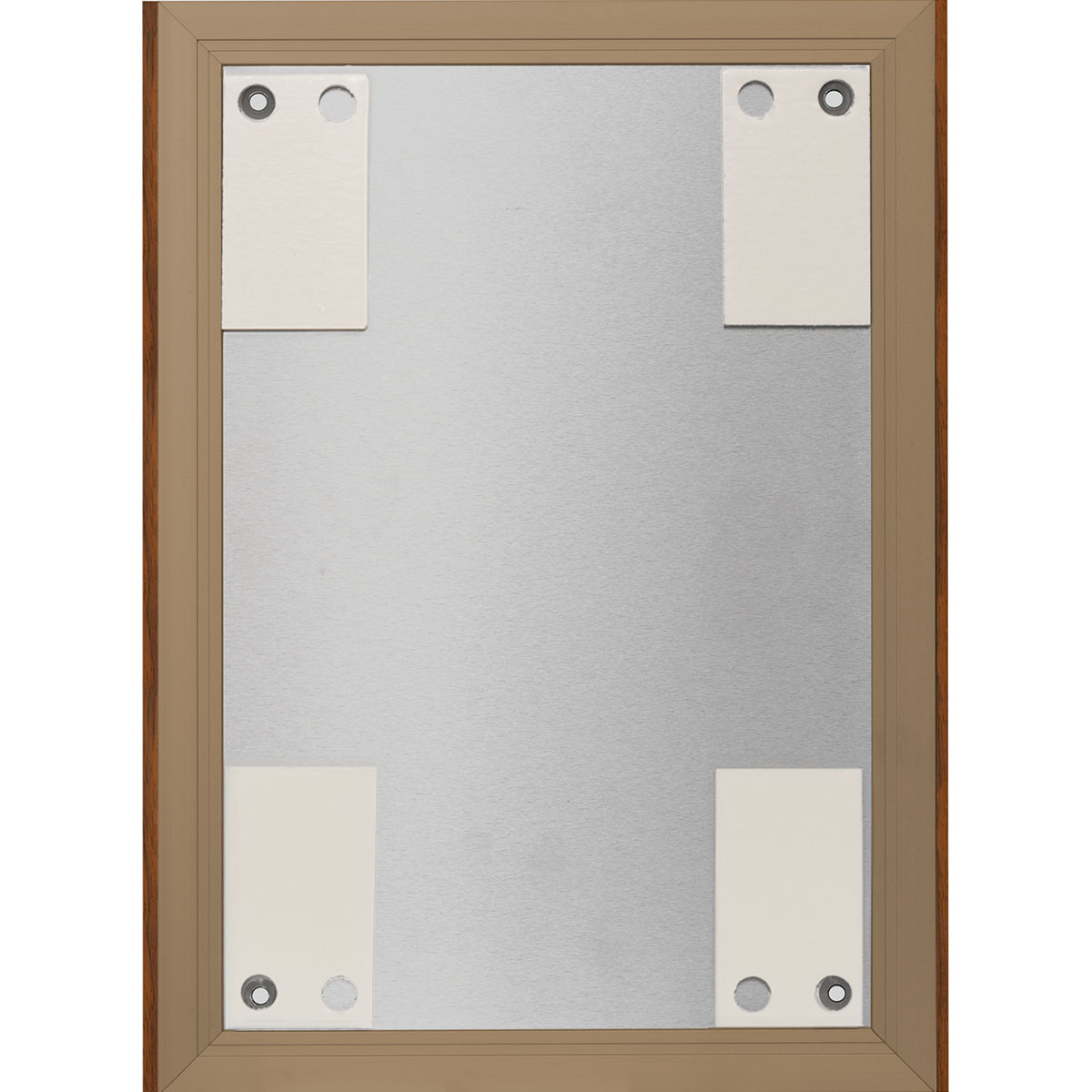 Wandschild, Modell LMH, ~ DIN A4, Hochformat, Holzrahmen Nussbaum kombiniert mit bronzefarbenem Aluminium