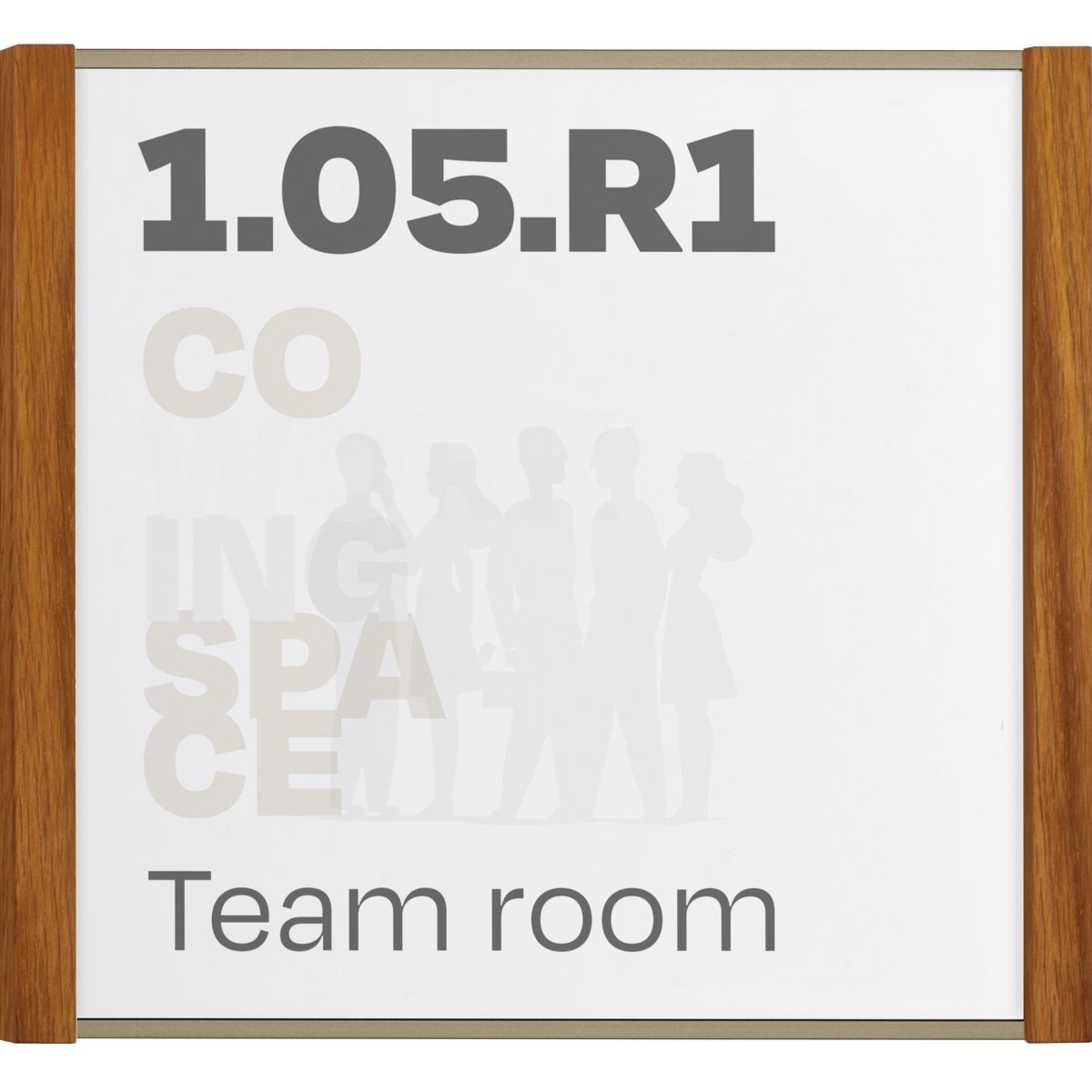 Türschild, Modell LMH, 150 x 160 mm (H x B), Rahmen aus Aluminium (Bronze) und Holz (Eiche)