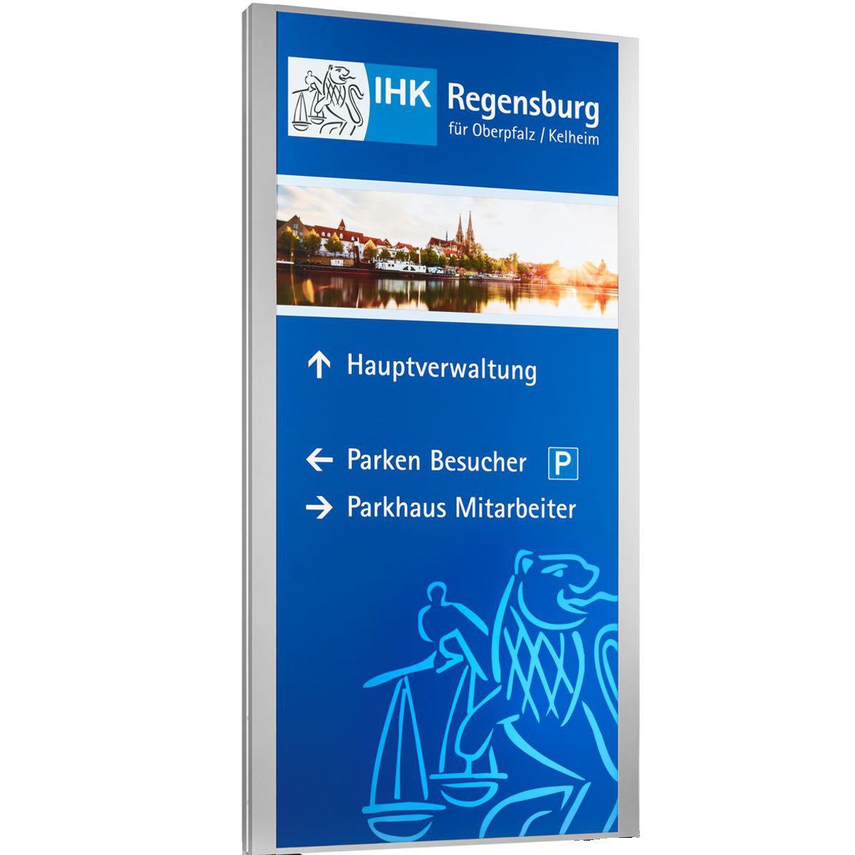 Außenaufsteller, Modell Madrid, 2.500 x 1.250 x 113 mm (H x B x T), Hochformat, inkl. einseitiger LED-Beleuchtung, inkl. Flanschplatten