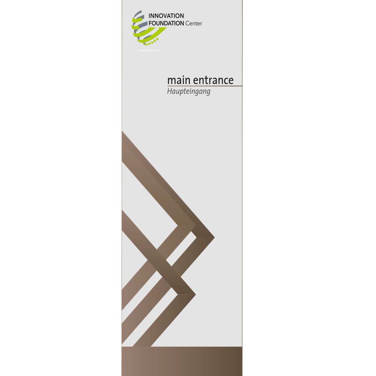 Innenaufsteller (Infostele), Modell Madrid, 2.000 x 730 mm (H x B), Bronze