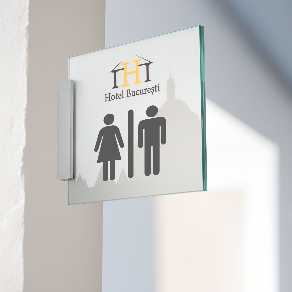 Fahnenschild (Nasenschild), Modell Monaco, 180 x 215 mm (H x B), für Einleger