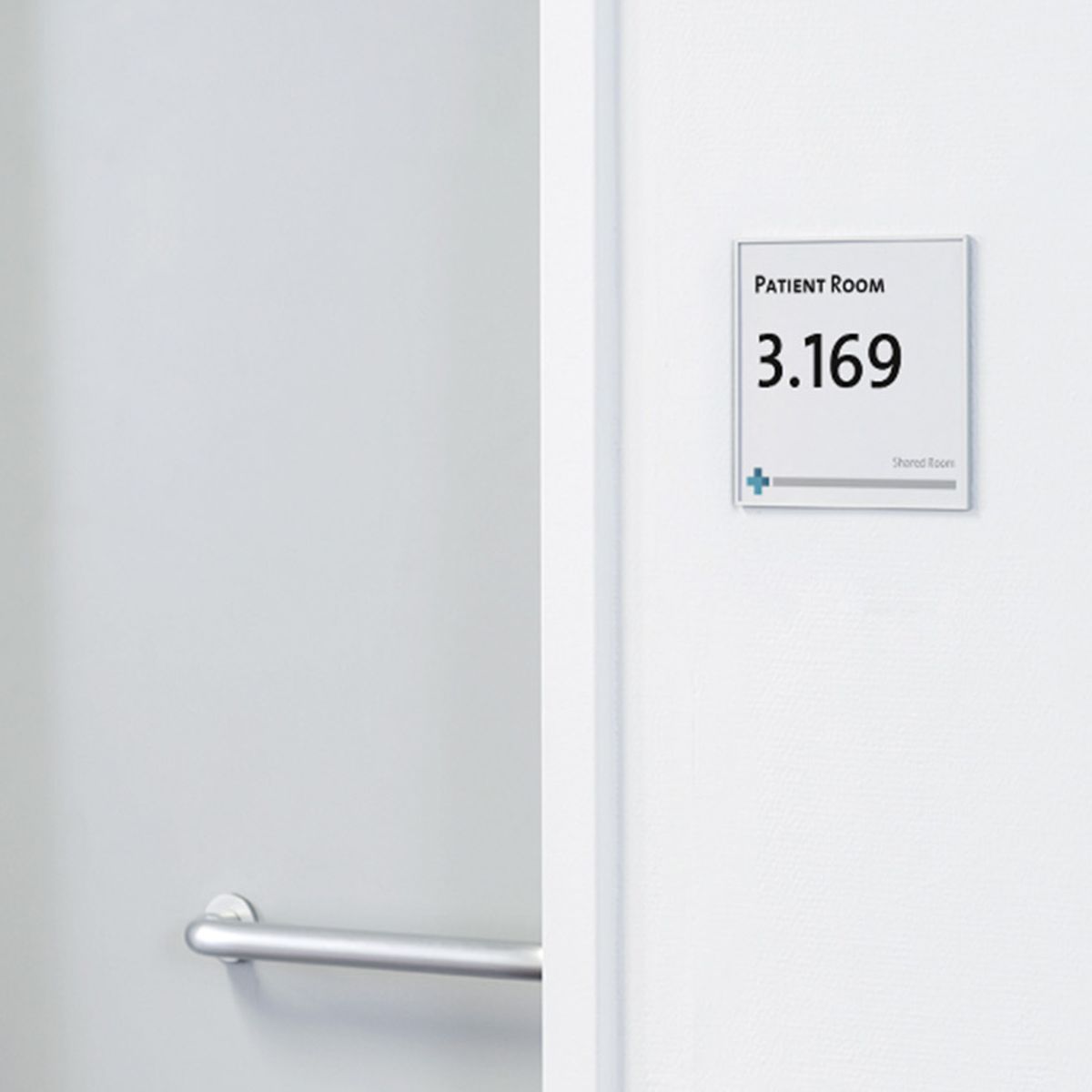 Türschild, Modell Madrid, 150 x 150 mm, Silber, Klebemontage