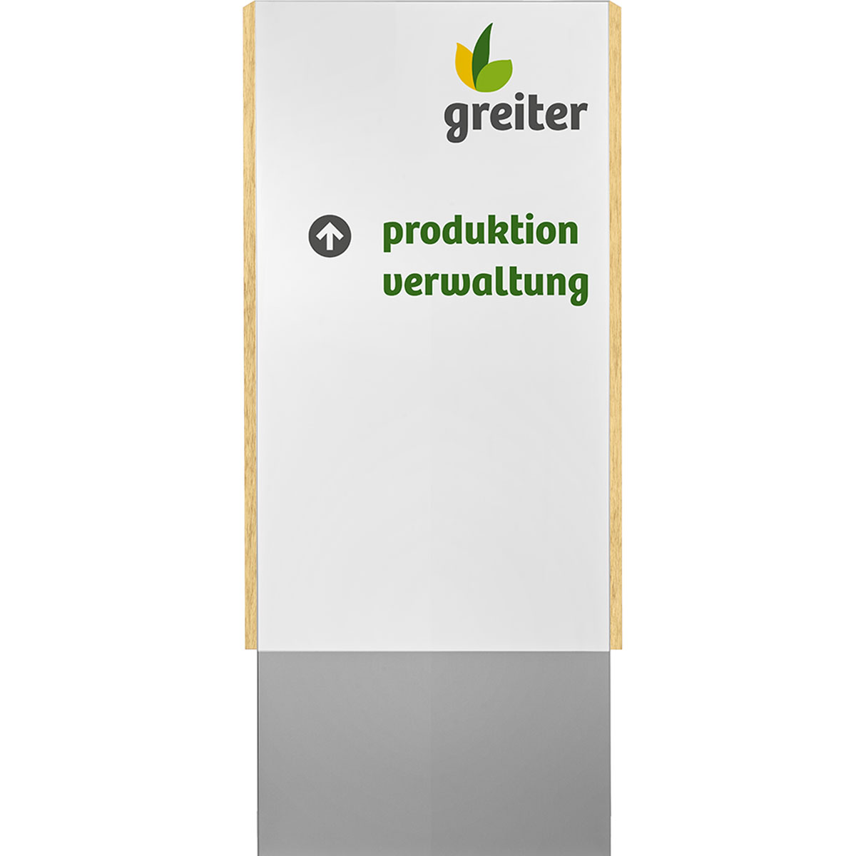 Außenaufsteller, Modell LMH, 1.500 x 625 x 80 mm (H x B x T), Silber, Ahorn, zum Einbetonieren
