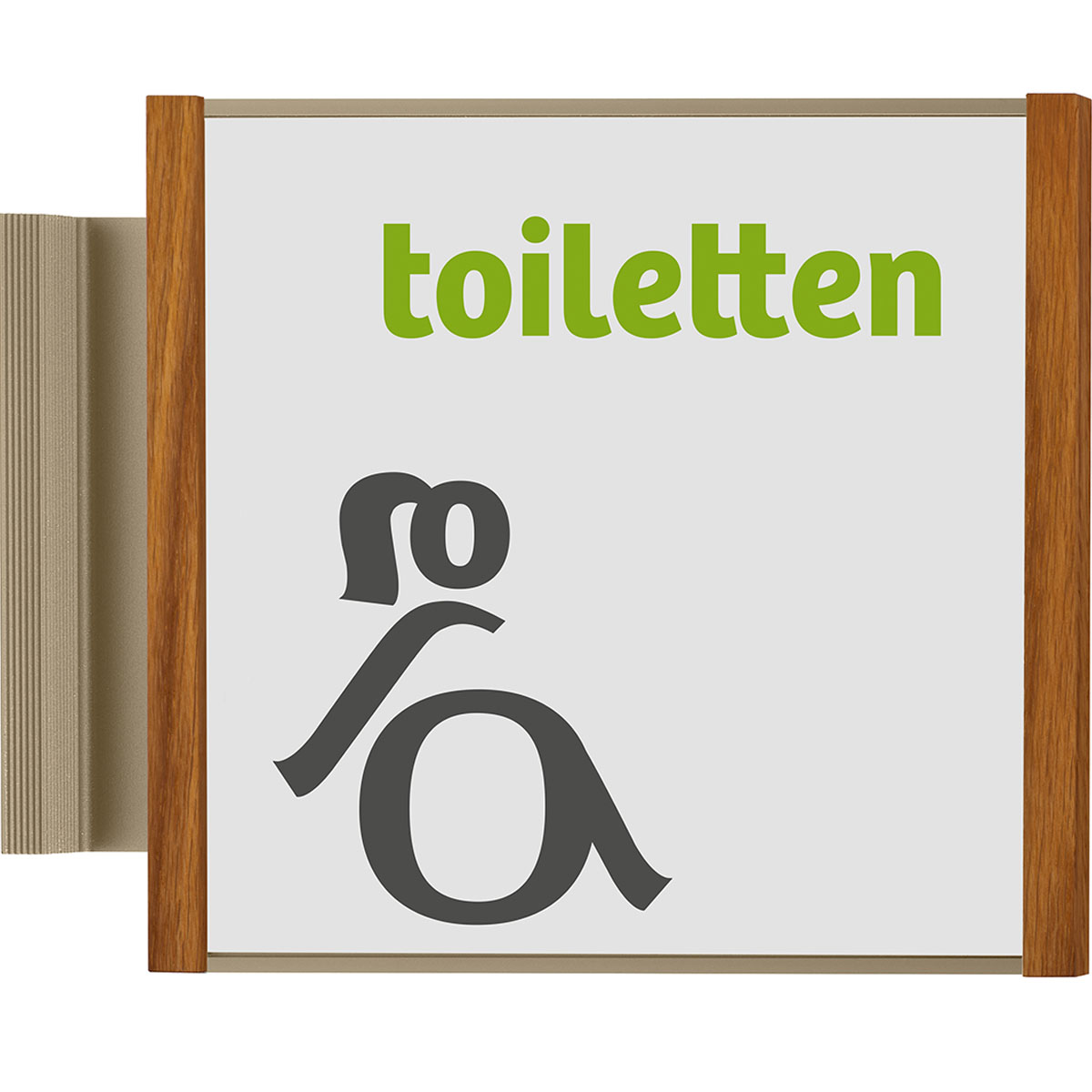 Fahnenschild (Nasenschild), Modell LMH, 150 x 159 mm (H x B), Bronze mit Eiche, Beschriftung mit Einleger