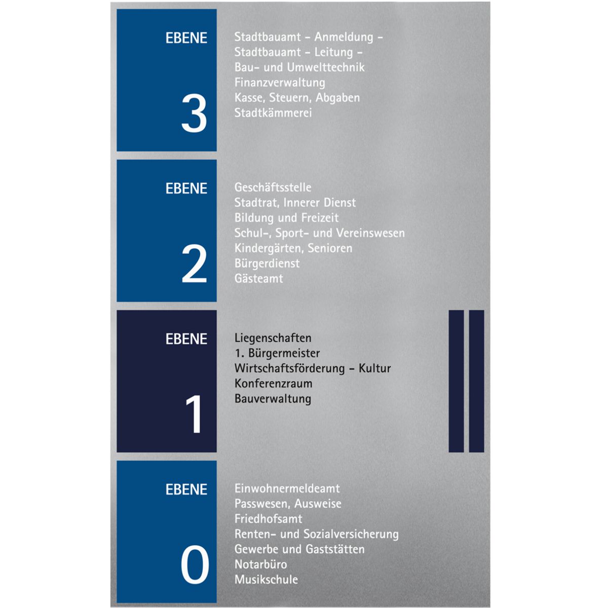 Wandschild, Modell Rio, 2.000 x 1.250 x 22 mm (H x B x T), Beschriftung direkt