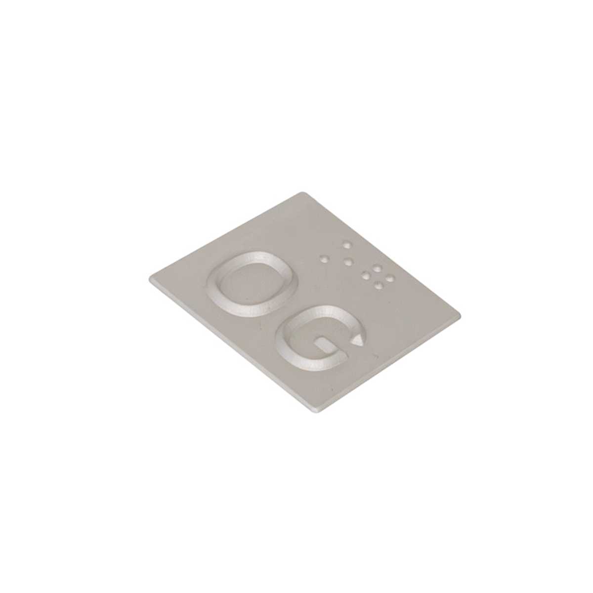 Handlaufschild aus Aluminium, max. 2 Zeichen, z. B. OG, Handlauf flach