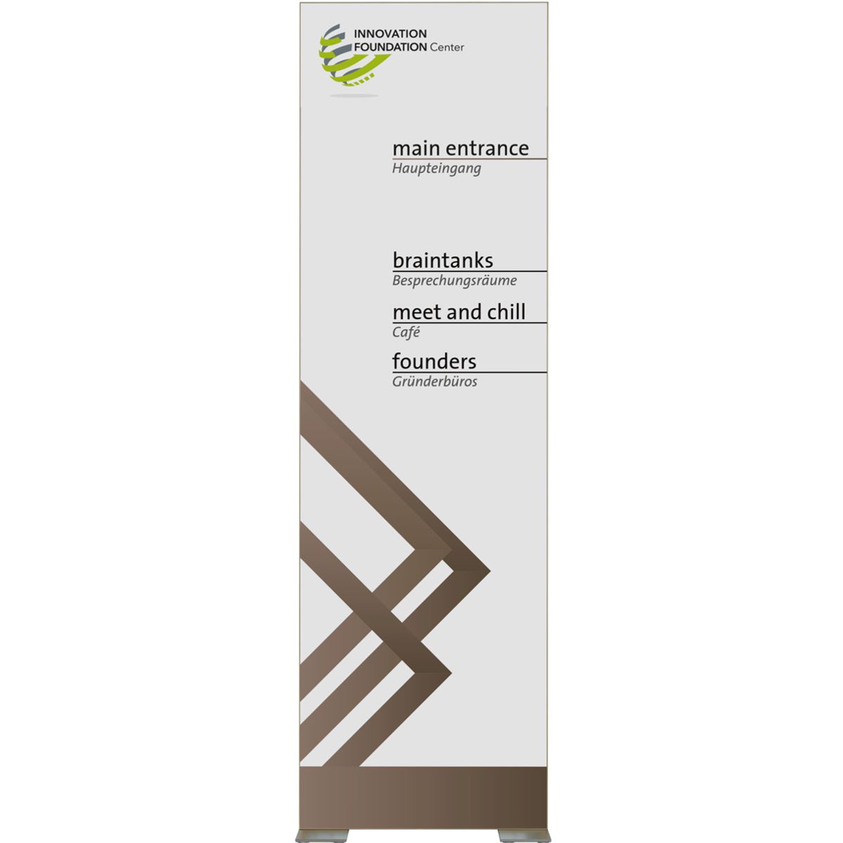 Innenaufsteller (Infostele), Modell Madrid, 2.000 x 600 mm (H x B), Bronze